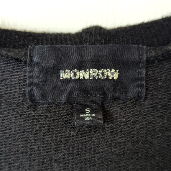 Monrow Supersoft Star Printed Relaxed Fit Zip Up Hoody Jacket Black White Small - Picture 4 of 10